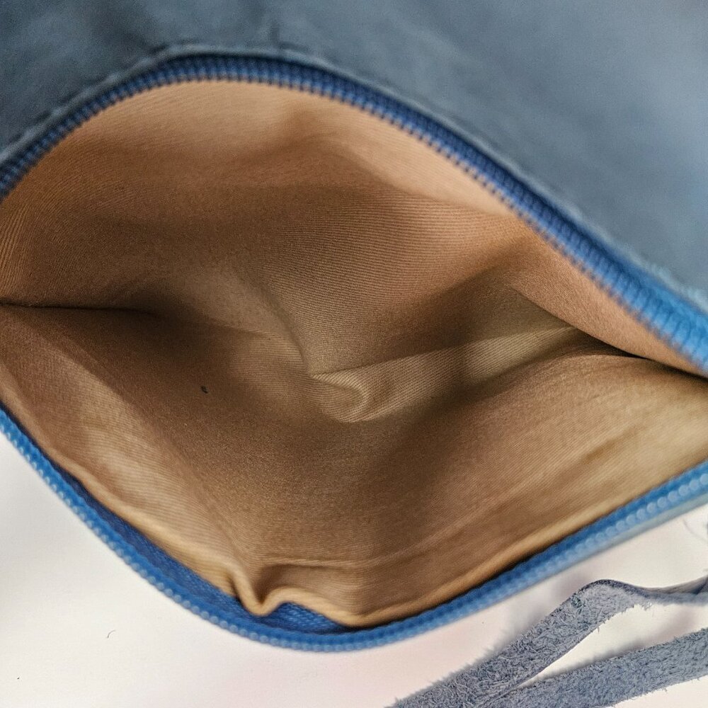 Lucky Brand Boho Blue Leather Crossbody Bag - Picture 12 of 16